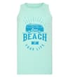 Thumbnail Mint green sleeveless T-shirt with blue beach van print.